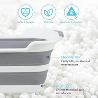 FHTONGE 7.13 Gal/27L Raised Collapsible Dog Bathtub with Drain Hair Catcher, Multifunctional Pet Washtub for Small to M Dog, Portable Puppy Tub Cat Shower Basin Laundry Basket Storage Organize Bucket