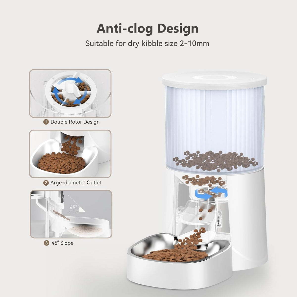 Automatic Cat Feeder: 4L Timed Cats Food Dispenser Programmable – Essentials for Cats - Frosted White - image 4