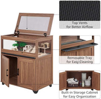 unipaws Hedgehog Cage with Storage Cabinet, Hamster Cage for Rat and Guinea Pigs, Clear Transparent PVC Visual Small Animal Cage with Tray, Hamster Enclosure, Walnut