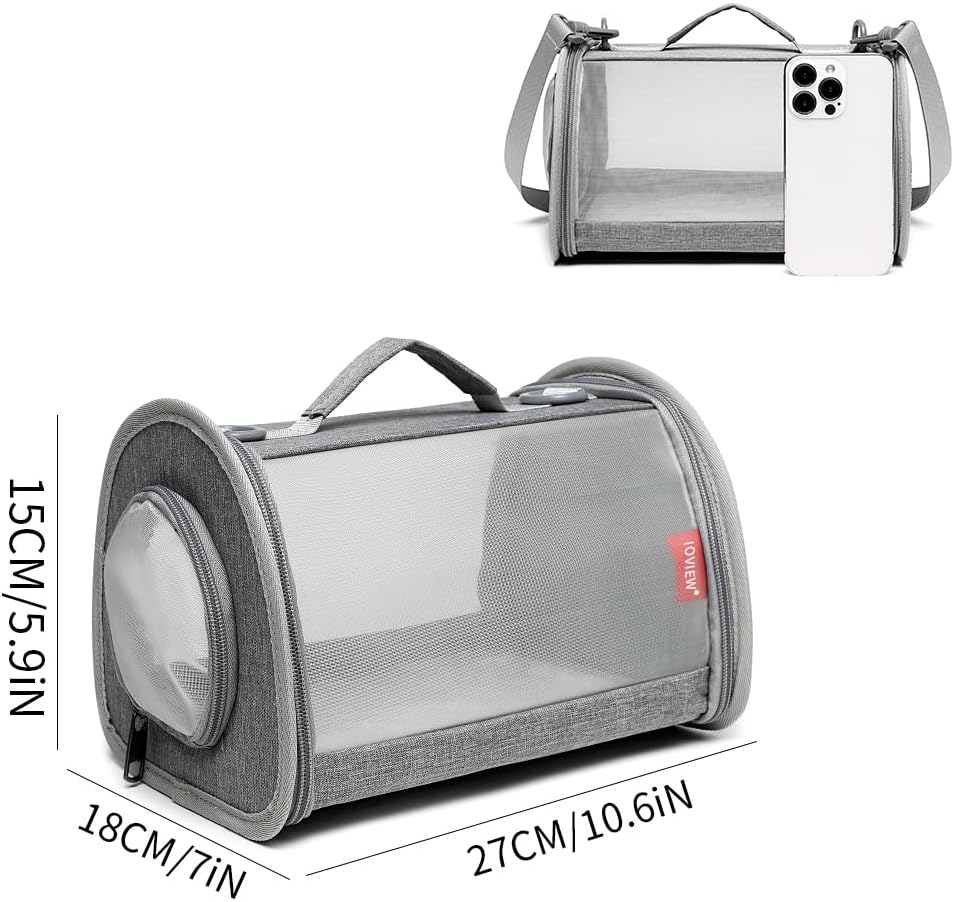Guinea Pig Carrier Travel Small Animal Carrier Bag Lizard Bird Rabbit - 10.6"L x 7.0"W x 5.9"H / gray - image 3