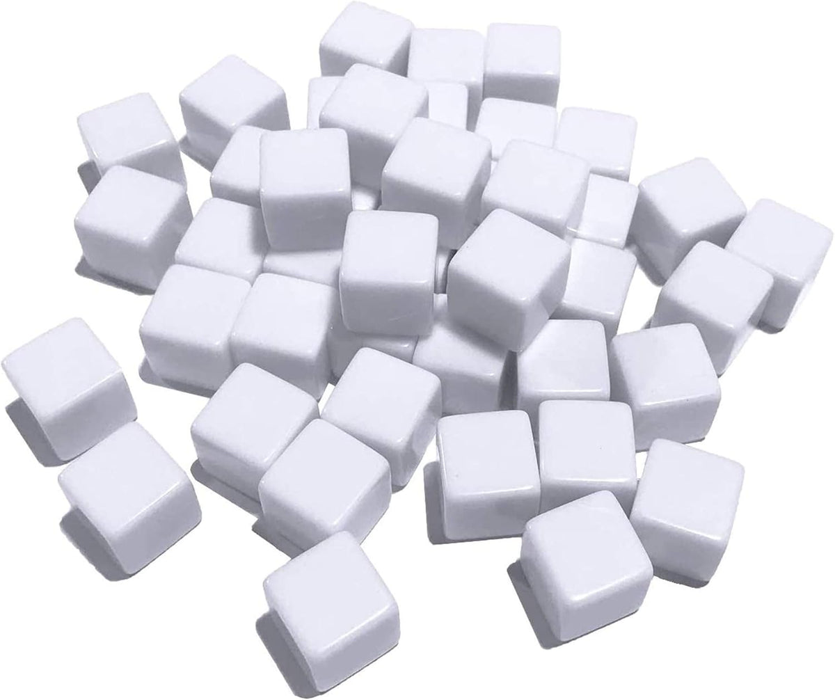 48 PCS 16MM Blank White Dice for Board Games, DIY, Fun