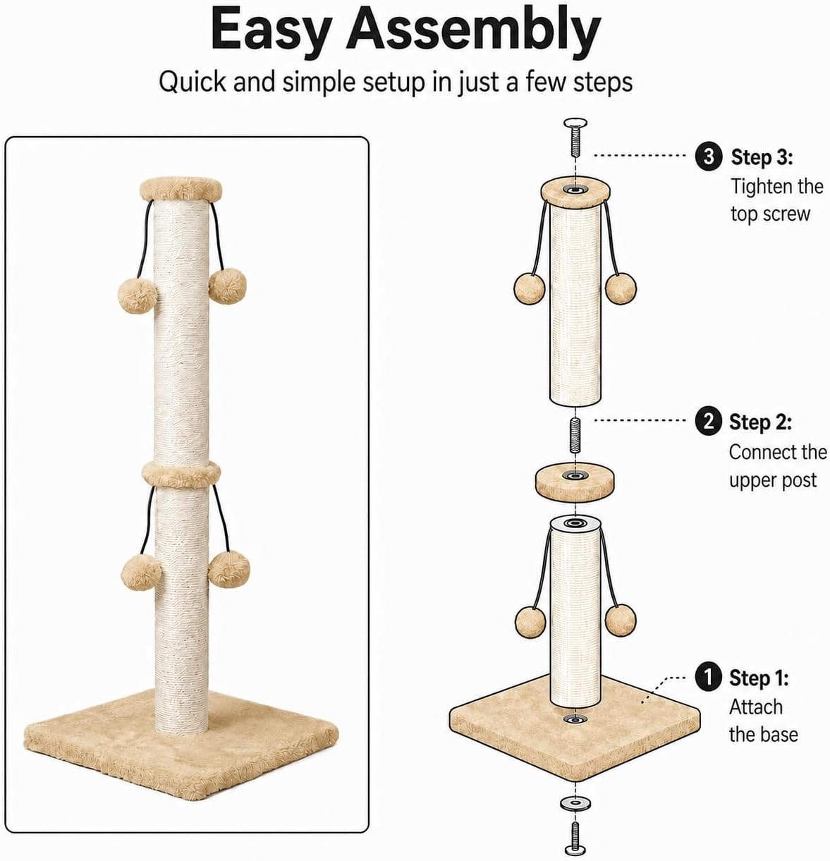 Dimaka 29in Cat Scratching Post - Light Brown / 34 inches for Large Cats - image 4