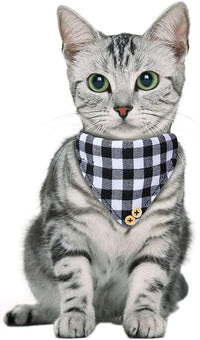 Faleela Breakaway Cat Collar with Bells - White and black+bandana - image 4