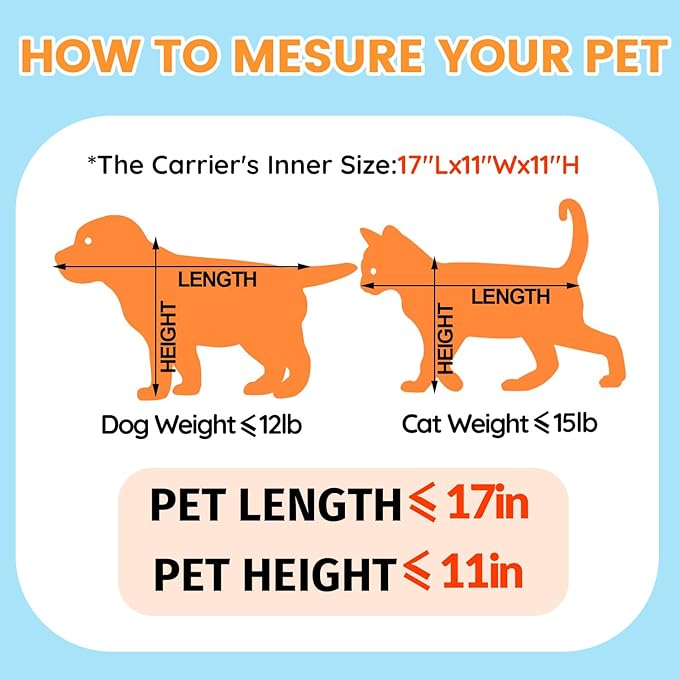 Petskd Top-Expandable Pet Carrier 19x13x9 Inches Southwest Allegiant Airlines Approved, Soft-Sided Carrier for Small Dog Under 12 lbs and Large Cat Under 15 lbs(Blue)