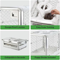 DIGGS Revol Collapsible Dog Crate with Wheels - Premium Portable Dog Crate - Safe, Stylish, and Convenient Indoor Kennel (Ash, Small)