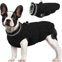 Dog Cold Weather Coats Reflective Dog Warm Jacket with Harness – Essentials for Dogs - Solid Black / XS(chest:14in)