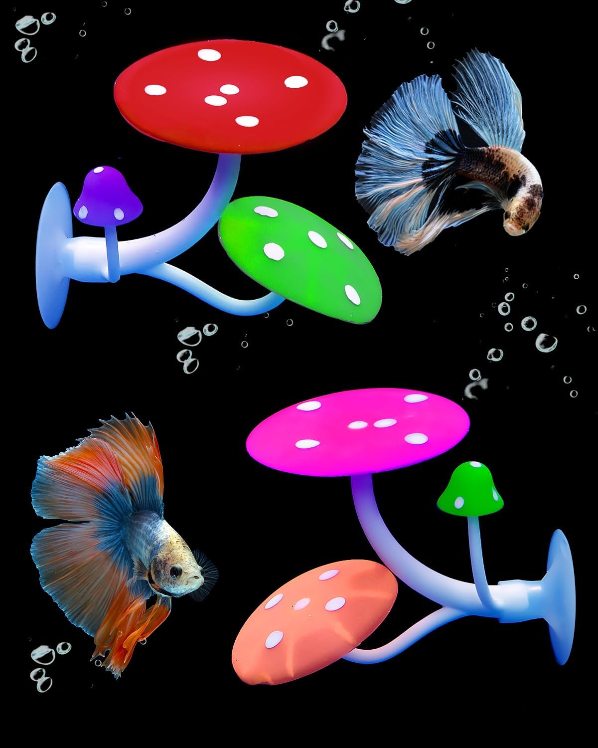 Uniclife Betta Mushroom Hammock Soft Aquarium Rest Bed Fish Breeding - Mushroom Hammock / Red&Pink