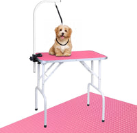 LEIBOU Pet Dog Grooming Table Foldable Grooming Table Heavy Duty Iron - Pink / 32''
