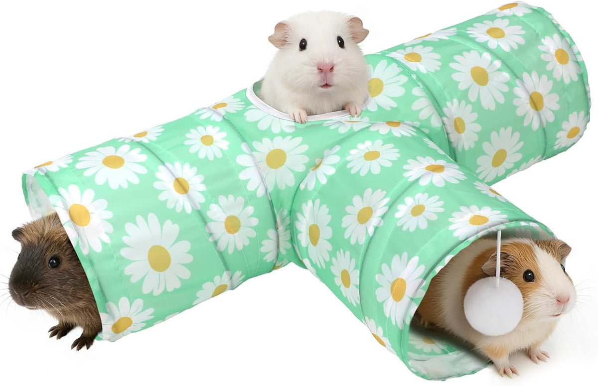 Guinea Pig Tunnel Hideout 3-Way Collapsible Small Pet Tubes - Daisy