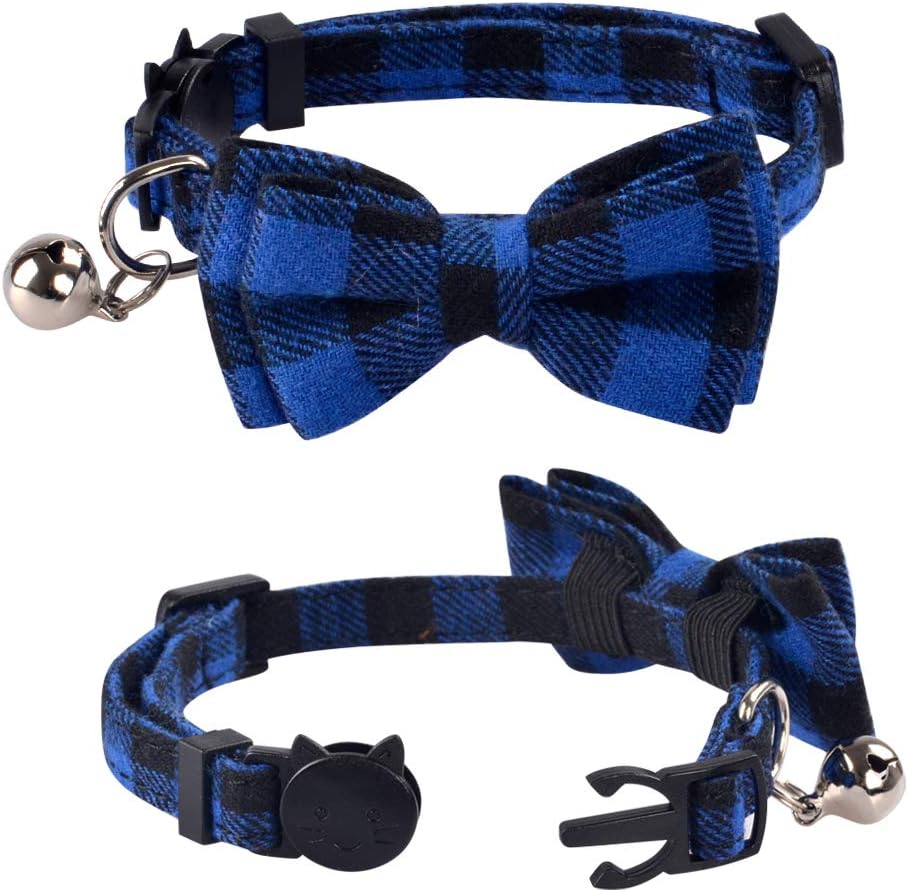2 Pack Cat Collar Breakaway with Cute Bow Tie and Bell Plaid – Essentials for Cats - image 2