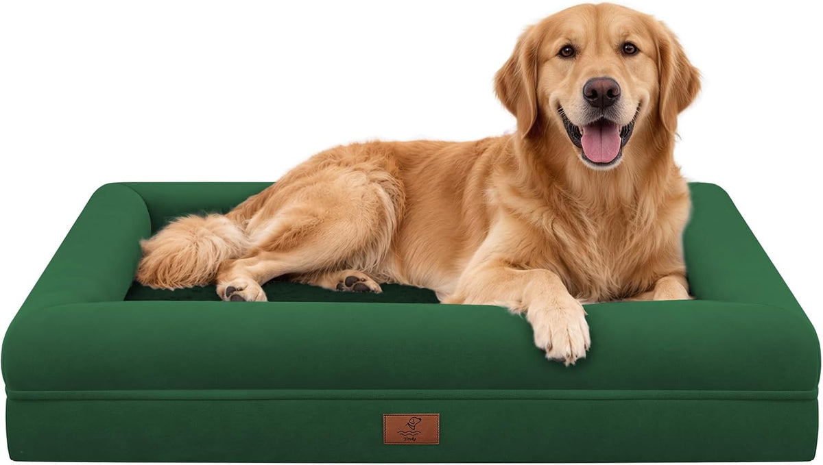 XL Orthopedic Waterproof Dog Bed for Extra Large Size Dogs – Essentials for Dogs - Dark Green / 41.0"L x 29.0"W x 7.5"Th