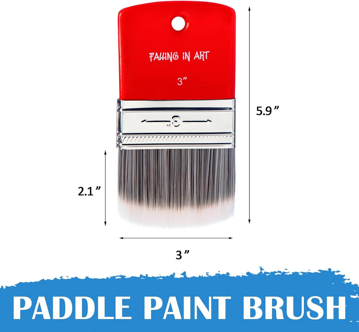 Falling in Art large 8 inch flat paddle paint brush with stainless steel ferrule - view 35