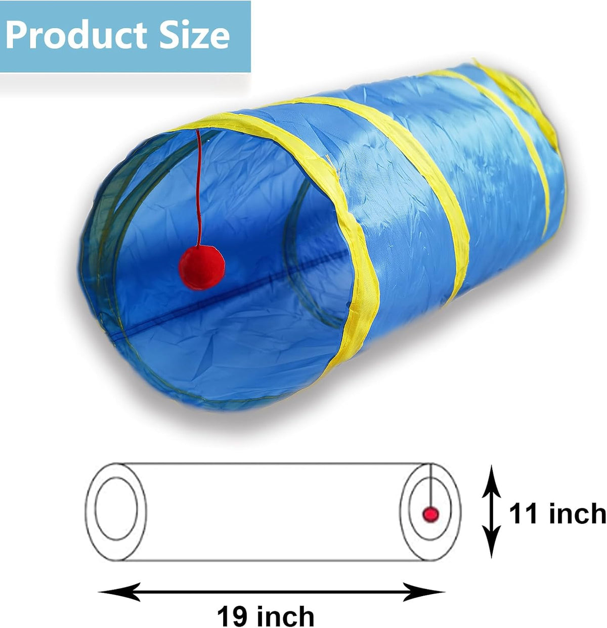 Cat Tunnel Tube Toys，Tunnels for Indoor Cats - 2 Way Blue Yellow - image 2