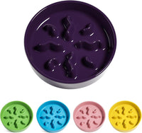 Ceramic Slow Feeder Dog Bowls Small Breed - Purple / S-0.5 Cups
