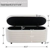 Kmax 45" Storage Bench Faux Fur Entryway Bench Upholstered Ottoman Bench for Bedroom Living Room Hallway, White