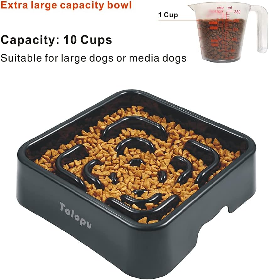 Extra-Large Durable ABS Large Slow Feeder Dog Bowls Stop Bloat Bowl - Square-L / Large - image 2