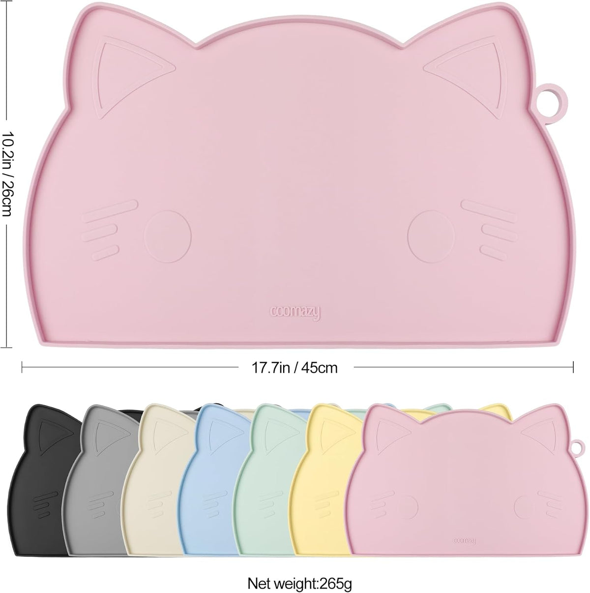 Coomazy Cat Food & Water Mat Thicker Non-Slip Silicone Mat - Pink / 17.7''L x 10''W - image 2