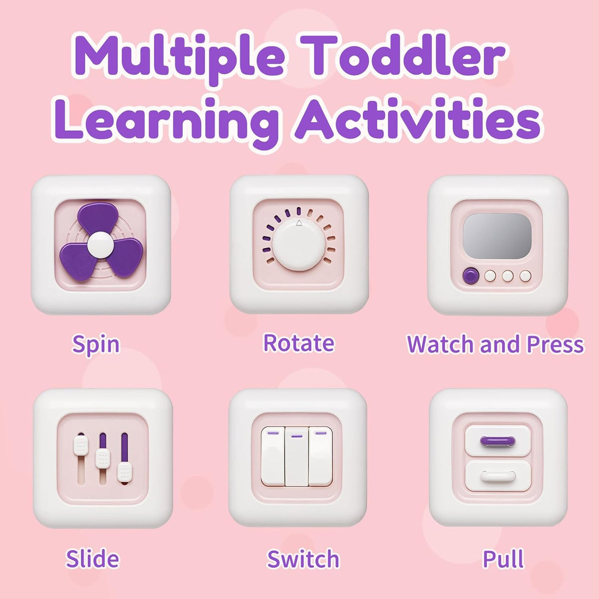 SOCBTNSO Montessori Busy Cube Travel Toy - Pink & Purple - image 3