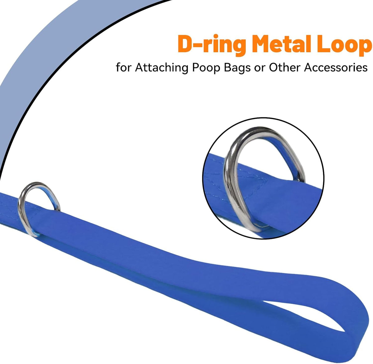 Waterproof Dog Leash, 5/6 FT Durable Odor-Proof Dog Leashes with Strong Metal Hooks Fits Small - Blue / 6FT - 1 inch Width - image 3