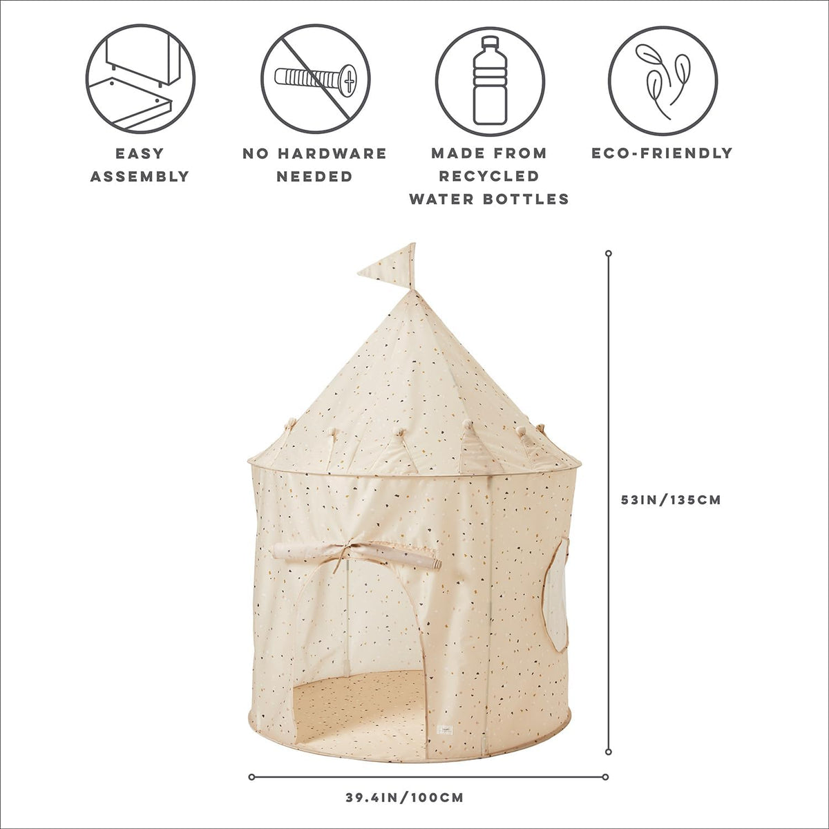 3 Sprouts Kids Play Tent for Ages 3 to 10 - Terrazzo Beige - image 3