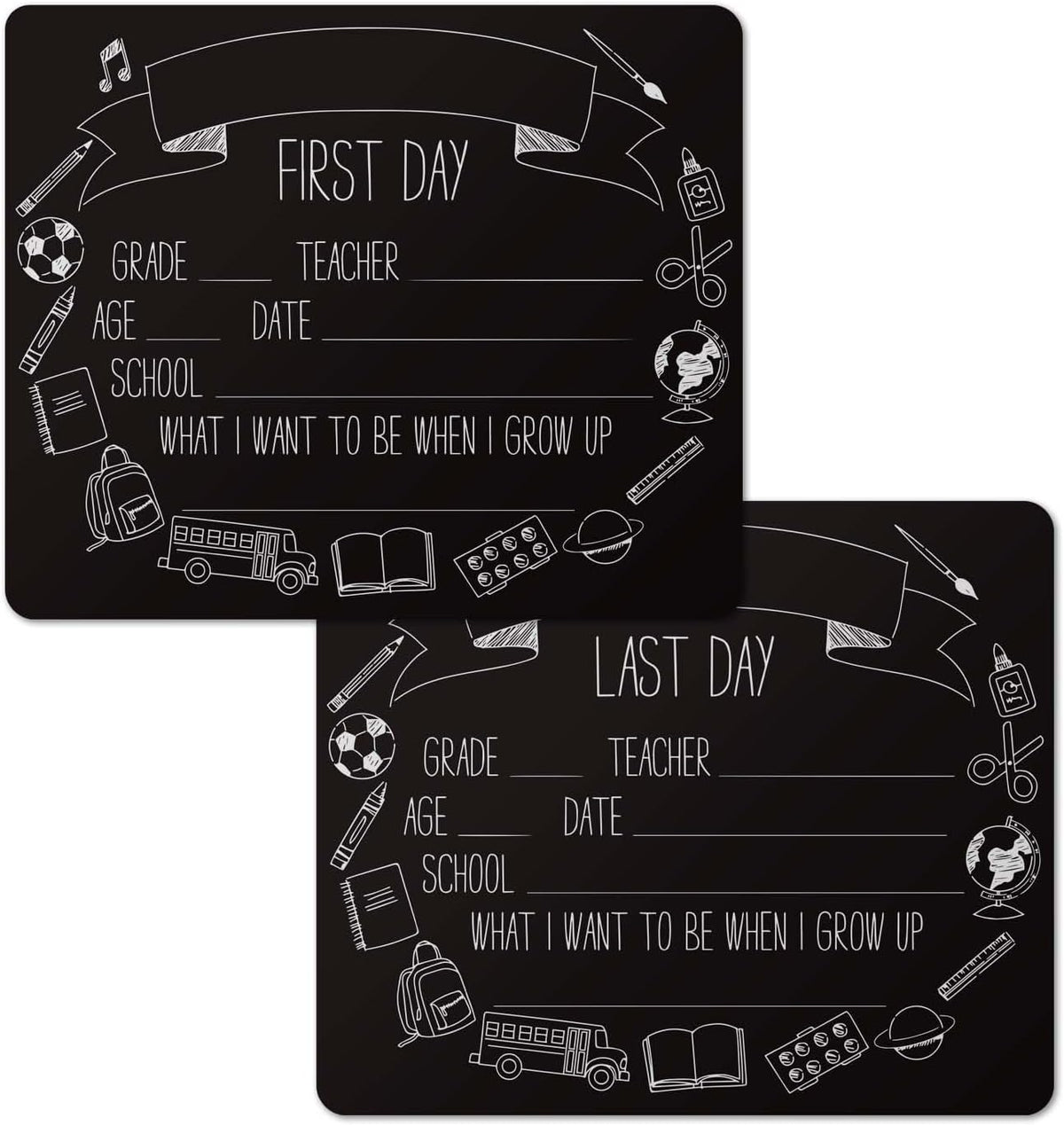 Canopy Street first and last day of school dry erase sign set in notebook design, 10 x 12 inches