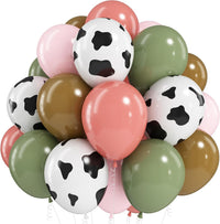 Sage Green Brown Balloons - Pink Green Cow