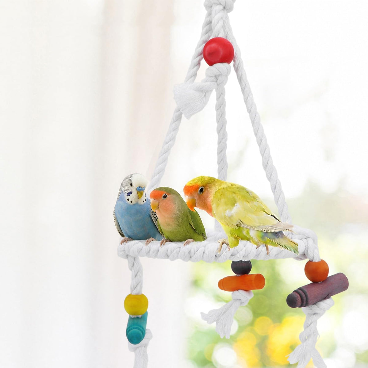 Hypeety Bird Swing Multi Birds Cotton Rope Round Hanging Hammock - image 4