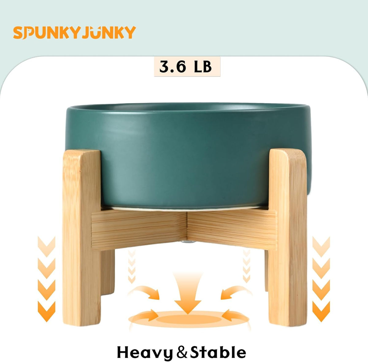 SPUNKYJUNKY Ceramic Elevated Dog Bowls 2 Pack - Large - 7.6 CUPS*2 / Green - image 4
