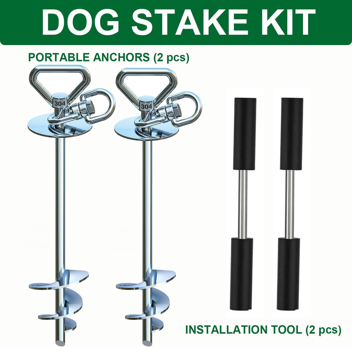 Dog Tie Out Cable and Stake, with 30FT Heavy Duty Cable - 2 Pack Stake | 200 lbs - image 2