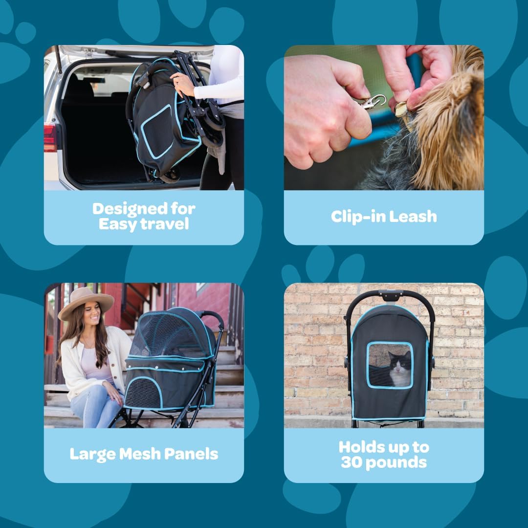 Carlson Pet Products Stroller - Black with Blue Details - image 3