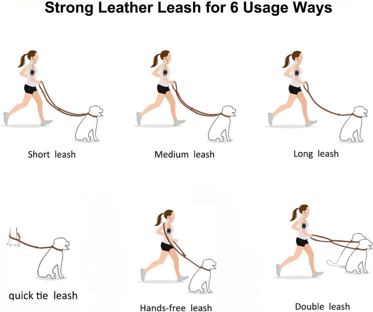 Multi Function 8ft Leather Dog Leash - Black / 8ft*5/8inch - image 3