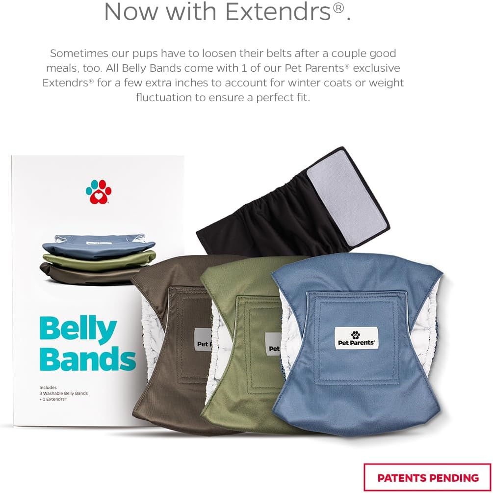 Pet Parents Washable Belly Bands for Male Dogs + Extendrs of Durable - Medium (16-20") / Koda - image 3