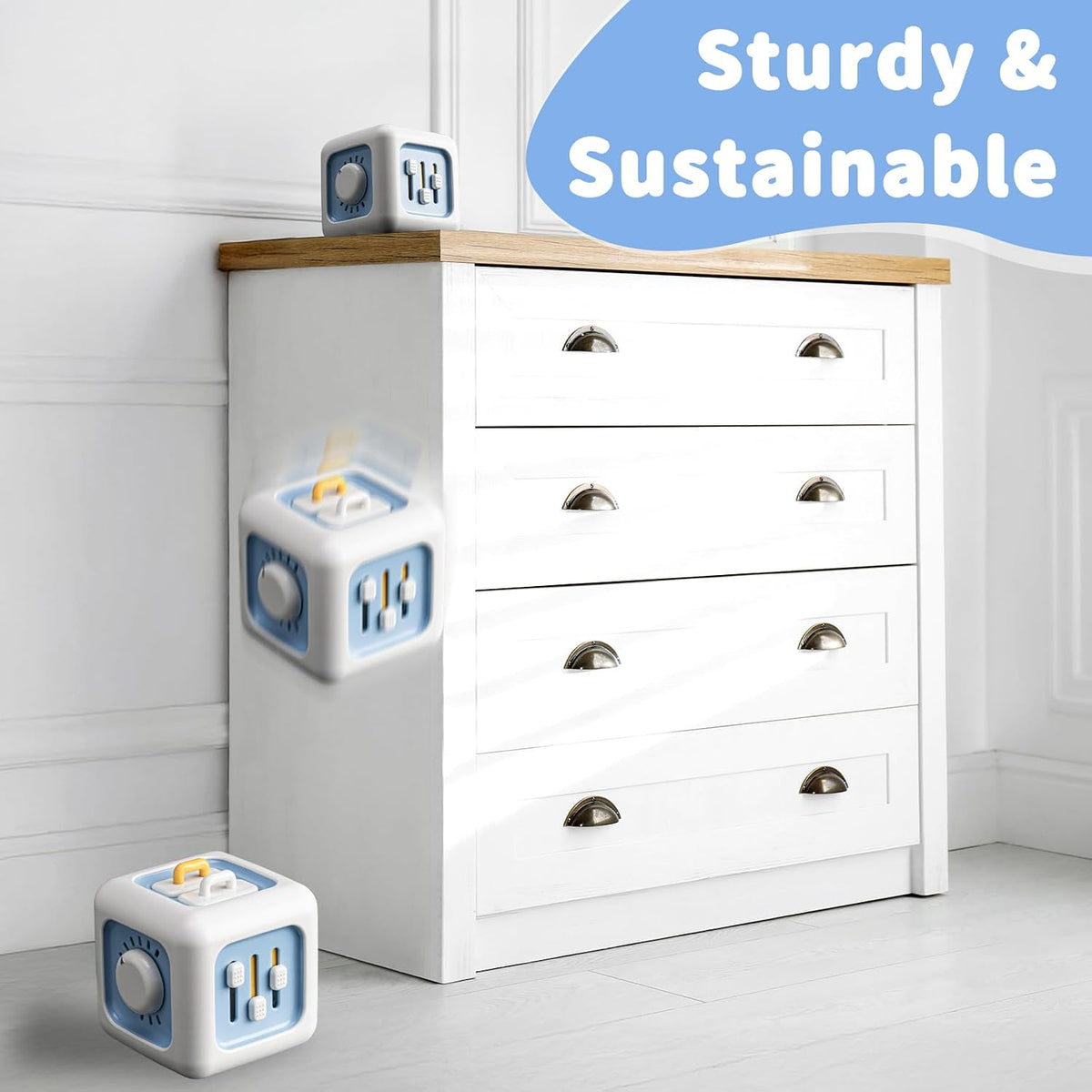 SOCBTNSO Montessori Busy Cube Travel Toy - Blue - image 3