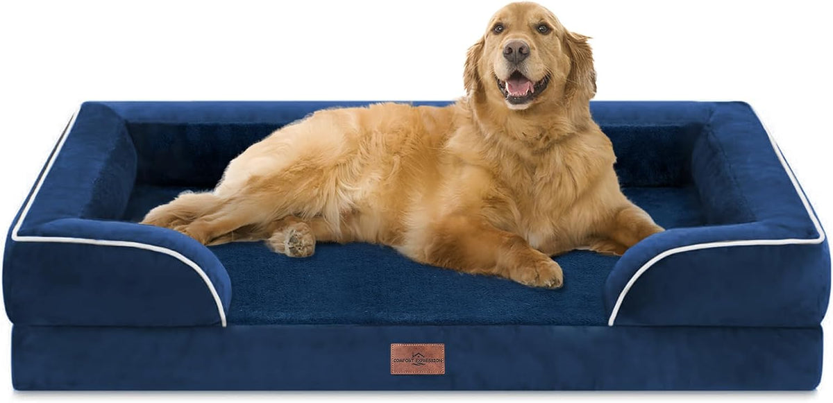 Comfort Expression Waterproof Orthopedic Dog Bed for Extra Large Dogs – Essentials for Dogs - 42.0"L x 30.0"W x 8.5"Th / Navy Blue