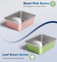 Stainless Steel Litter Box, Large Metal Cat Litter Box with High Sided for Big and Small Cats, Non-Stick, Easy to Clean, Odor-Free, 23.4" L×15.6" W×5.9" H, Blush Pink