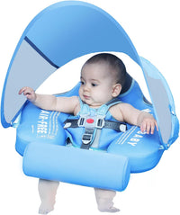 Mambobaby Float with Canopy Size Improved Non Inflatable Infant Baby - Sealion Blue