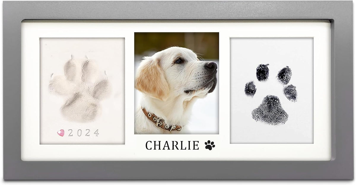 MYPAWLETS Paw Print Frame Kit, Dog/Cat Pawprints Keepsake - Grey