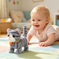 Hopearl Walking Gray Tabby Cat Interactive Electronic Pet Plush Kitty - Cat-Gray - image 2