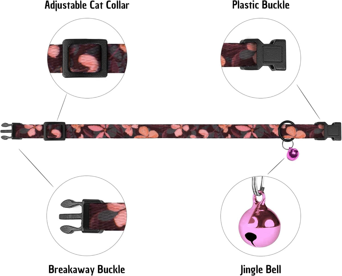 4PCS Breakaway Cat Collars with Bell - Floral - image 4