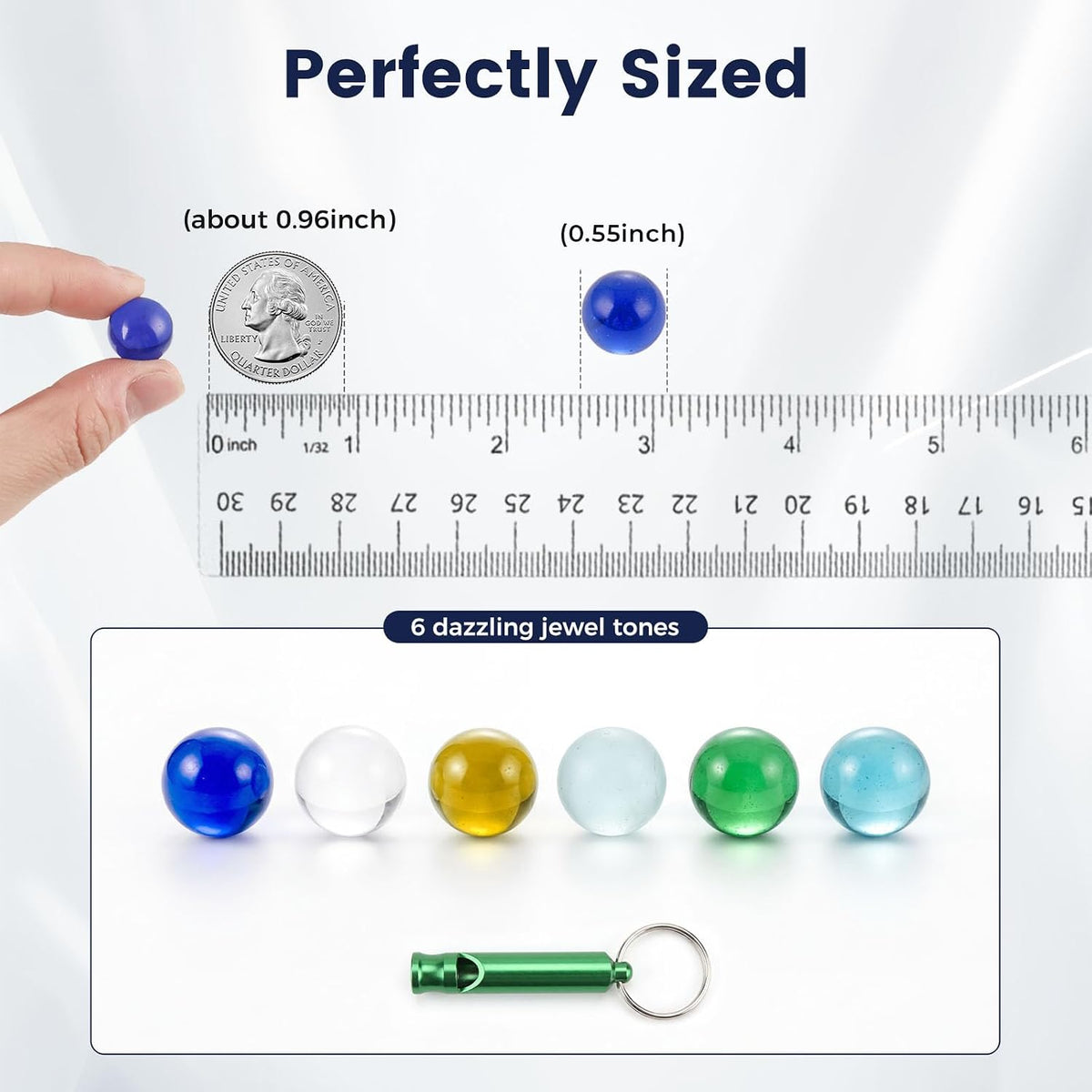 POPLAY 50 PCS Marbles Bulk with Whistle - clear marble - image 3