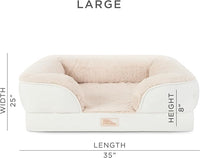 TOWN & COUNTRY EVERYDAY CuddleTown Comfy Solid Bolster Sofa Pet Bed, Supportive & Calming Egg Crate Foam, Non-Slip Bottom, Machine Washable Cover, Cream, Large 35"x25"x8"