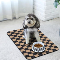 Dog Food Mats for Floors Waterproof - Plaid Brown / 20"L x 12"W - image 3