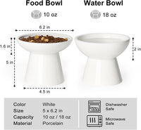 YauYik Raised Cat Food Water Bowl Set - White - image 2