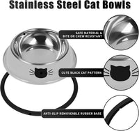 Serentive 2 Pcs Non-Slip Stainless Steel Small Cat Food Bowls - Silver / 7 oz - image 3