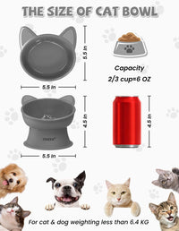 YINEYA 2 Pack Cat Food Bowls Elevated Design for Neck Comfort - Gray - image 4