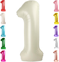 Number Balloons 1st Birthday Decorations - Cream / Number 1