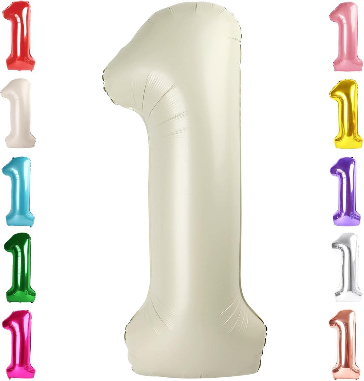 Number Balloons 1st Birthday Decorations - Cream / Number 1