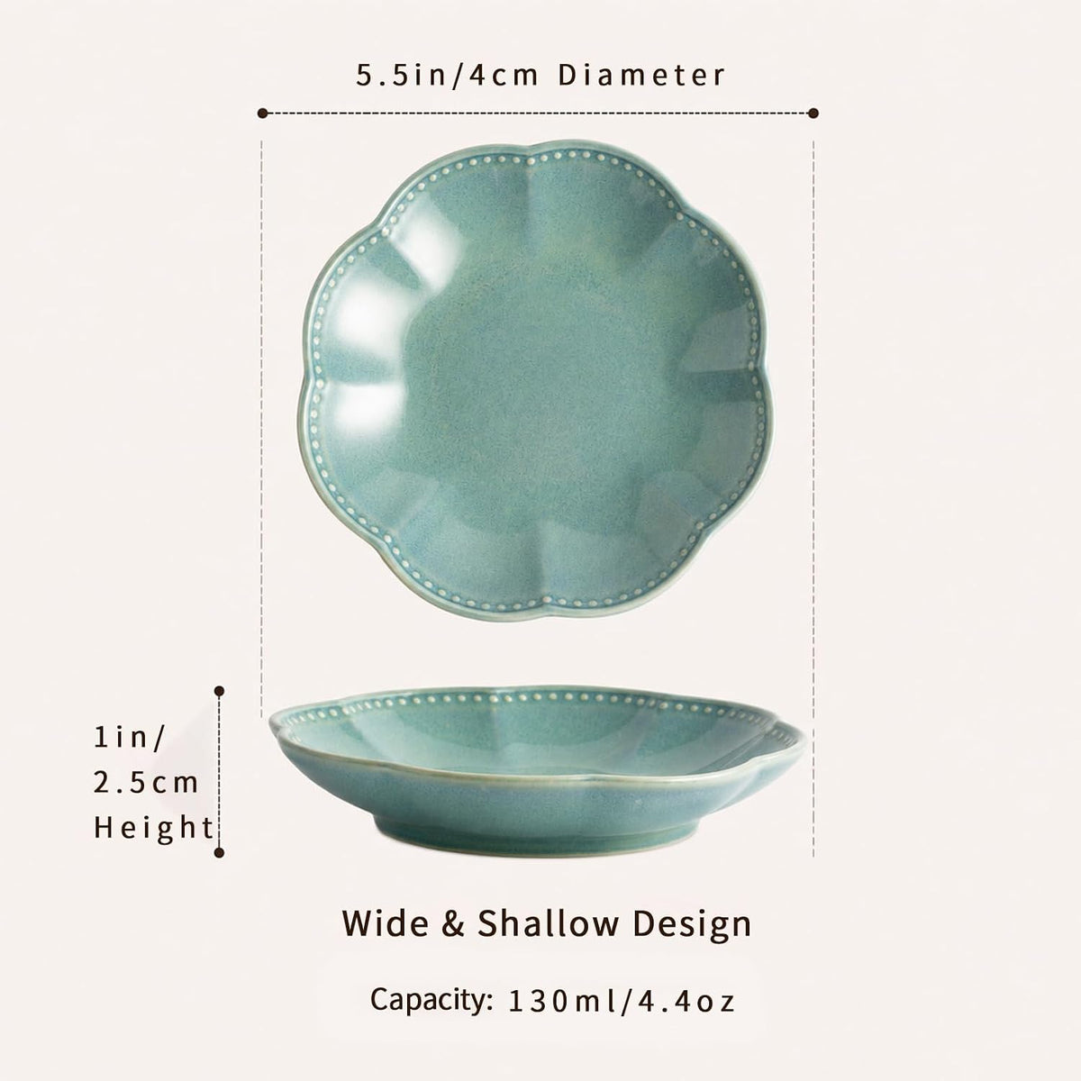 Mecaikru Ceramic Cat Food Bowls - seafoam blue / 5.5in / cloud pearl - image 4