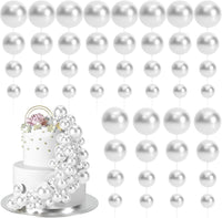 48 Pcs Balls Cake Topper Decorations Balloon Cupcake Toppers Foam - Silver