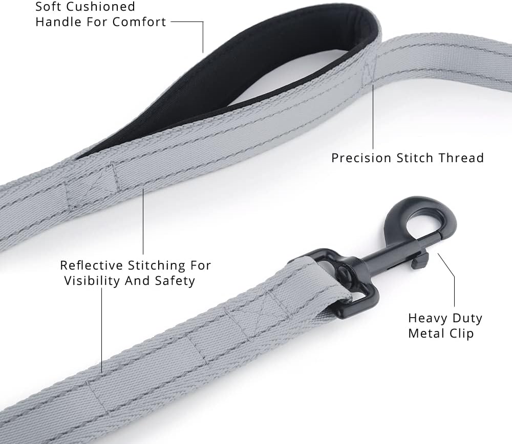 Plutus Pet Double Handle Dog Leash, for Medium Large Dogs - 6 FT / Gray - image 3